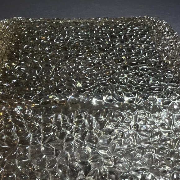 Vintage Vetropuro Turkish Peach Amber Pebbled Glass Square Salad Plate Dish 8.5" - Picture 5 of 5